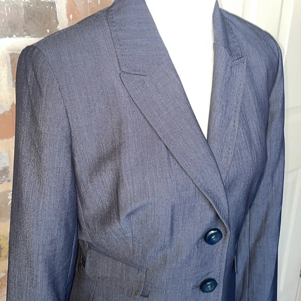 Nine West x Kasper Brown Tailored Pantsuit Polish Trousers Fitted Blazer Refined